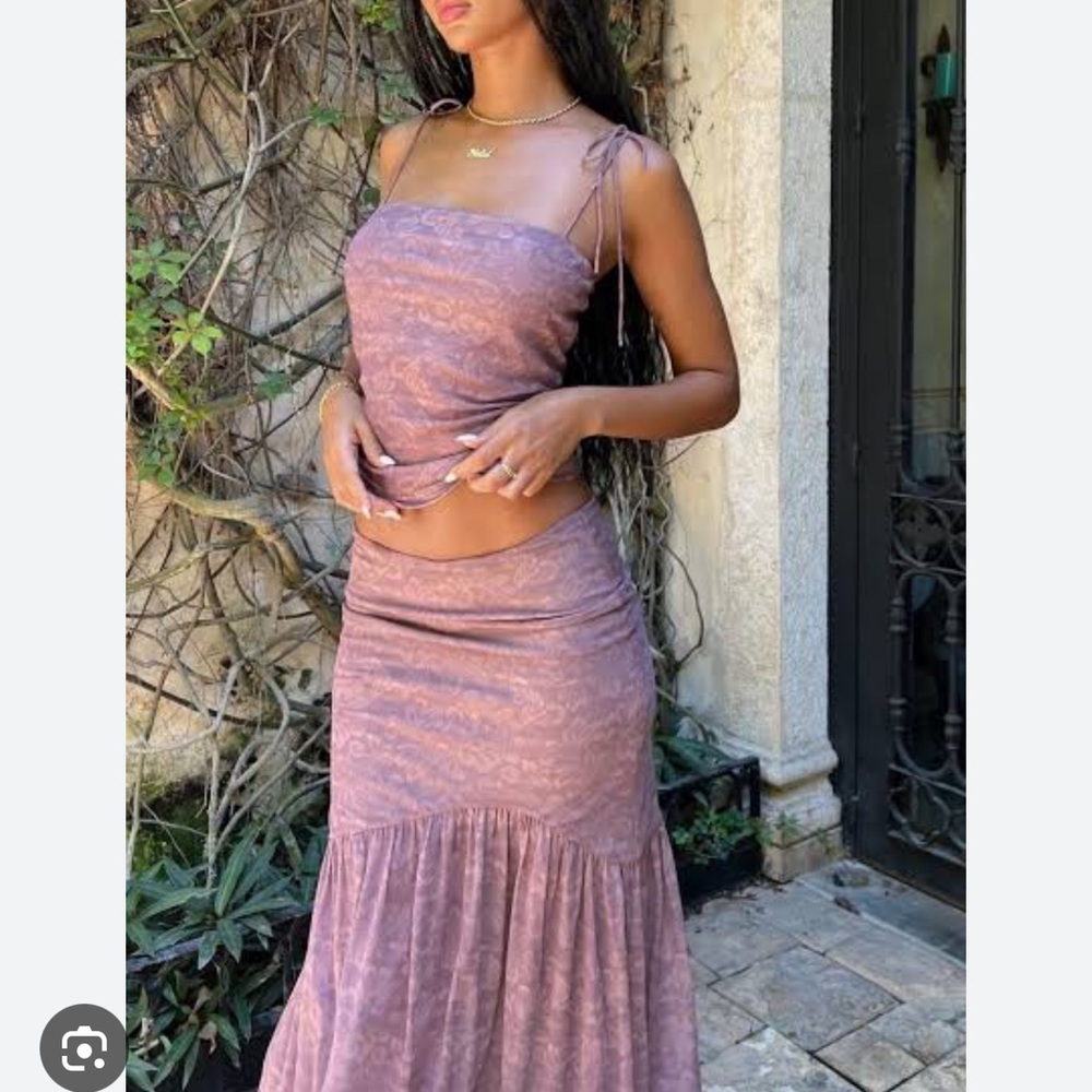 XS Tiger Mist Purple Tank and Maxi Skirt Set